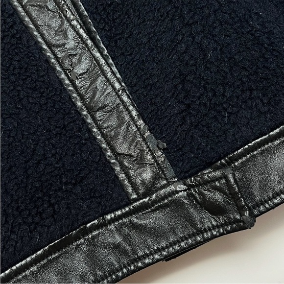 MARTIN GRANT PARIS 70s Navy Wool Blend Faux Shearling Boxy Sherpa Teddy Jacket 6 - Picture 11 of 12